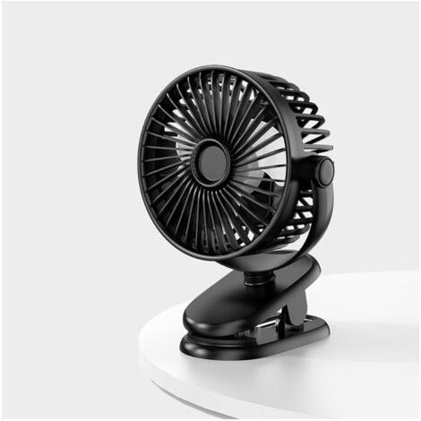 Qorva Mini-usb-clipventilator, 2400 Mah, Schwarz, Tischventilator, Leise, 3 Geschwindigkeitsstufen, 360°-drehung