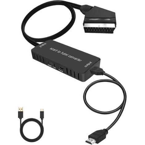 Qorva – Scart-zu-hdmi-konverter, 720p/1080p-hd-adapter, Audio-video-konverter Für Fernseher, Projektoren, Set-top-boxen Und Blu-ray-dvd-player