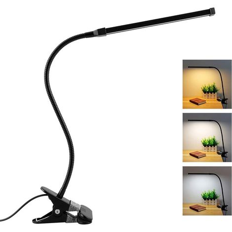Schwarze Usb-schreibtischlampe Mit Klemme, Leselampe Zum Anklemmen, Flexible Led-schwanenhalslampe, Maniküre-tischlampe Zum Anklemmen, Zeichen- Und Gaming-lampe [energieklasse A+]
