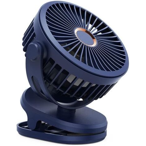 Qorva-mini Clip-ventilator 10000mah, Dunkelblau, 4 Geschwindigkeiten, 7 Zoll, Tischventilator Zum Anklemmen, Usb-aufladbar, 32-64 Stunden, Für Den Innen- Und Außenbereich, Büro.