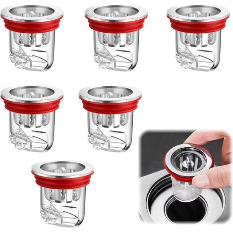 Qorva-packung Mit 6 Transparenten Duschsiphons, Geruchsverschlussventil Für Bodensiphons (durchmesser 3,2-4,5 Cm), Rückflussverhinderer Für Balkon, Küche, Badezimmer Und Waschmaschine.