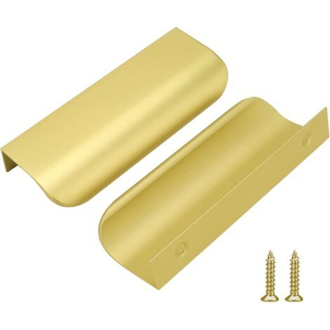 Qorva - Set Mit 2 Küchenschrankgriffen Aus Goldfarbener Aluminiumlegierung, 64 Mm Lochabstand, Inklusive Schrauben