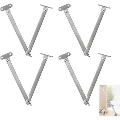 Qorva-4 Stück Klappscharnier-stützhalterung, Verstellbares Türscharnier, Schranktür, Kleiderschrank, 232 Mm, Für Möbeltüren, Schrankfenster (silber)