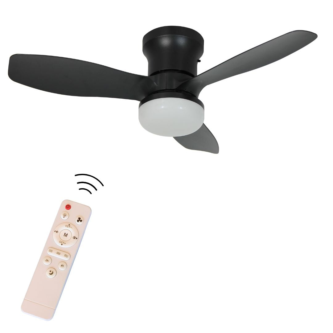 Schwarzer Dimmbarer Led-deckenventilator Mit Fernbedienung – Leiser Gleichstrommotor