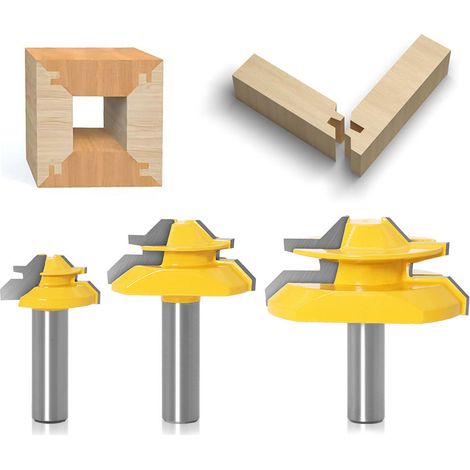 3 Stück 45°-nutfräser Mit Gehrungsverriegelung – 1/2 Zoll – Für Holzgravurmaschinen