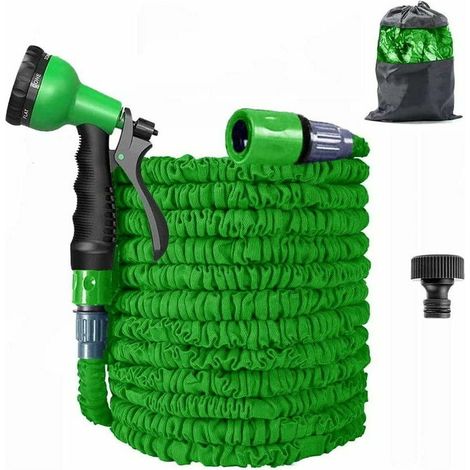 15 M Langer Gartenschlauch, Dehnbarer Gartenschlauch, Knickfreier, Flexibler Gartenschlauch, Dreifacher Latexkern Mit 8-funktions-sprühdüse, Besonders Strapazierfähiges Gewebe Für Die Gartenreinigung
