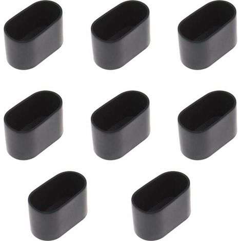 Set Mit 8 Ovalen Kappen Für Tisch- Oder Stuhlbeine - Aus Weichem Gummi - Kratzfest - 40 X 20 Mm - Schwarz - Versailles