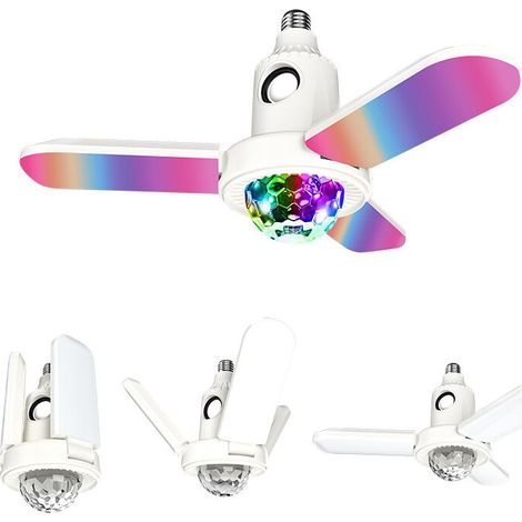 E27 Rgb Led-deckenventilator Mit 3 Flügeln, Verformbar, Mit Bluetooth-musikfunktion