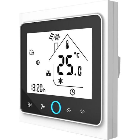 Intelligenter Vierrohr-raumthermostat, Digitaler Programmierbarer Temperaturregler Für Klimaanlagen (bac-002el, Weiß Und Schwarz)
