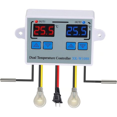 Thermostat Und Temperaturprogrammierer, Relais-temperaturregler Mit Zwei Ausgängen, Digitalthermostat Für Inkubatorheizung Und -kühlung Xk-w1088, A