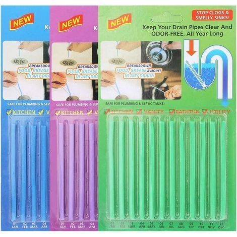 Packung Mit 36 Sani Sticks: Abflussreinigungsstäbchen, Reinigungspads, Enzymatischer Reiniger, Abflussreiniger, Rohrreiniger, Dekontaminationsstäbchen