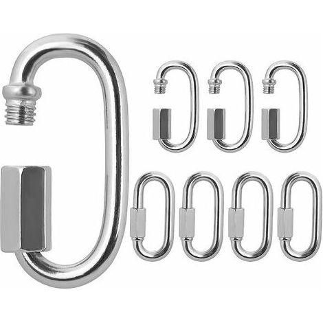 Edelstahl-schraubkarabiner M6 (8er-pack) – Ovaler D-förmiger Kettenkarabiner, 5,9 Cm, Schnellverschluss, Ideal Für Camping, Outdoor-aktivitäten Und Wandern