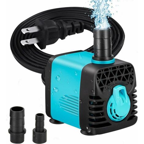600 L/h Tauchpumpe, Kleine, Leise Wasserpumpe Für Hydroponische Statuenaquarien (10 W, 1,2 M Netzkabel, 2 Düsen) (130 Gph),