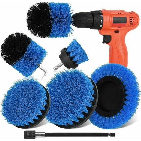 6er-set Reinigungsbürsten, Kompatibel Mit Akkuschraubern, Reinigungsbürsten Für Felgen, Badewanne, Fliesen, Küche, Auto, Sofa Und Grill, Blau
