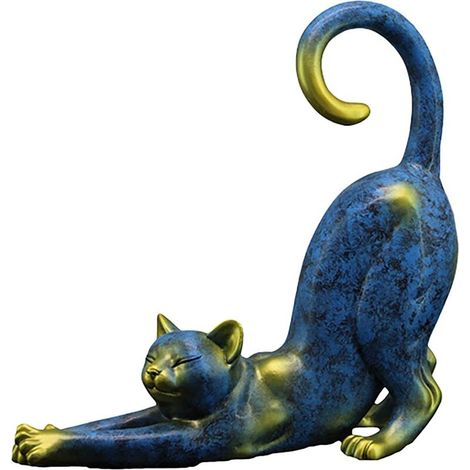 Katzenstatue Aus Kunstharz, Niedliche, Gestreckte Katzenstatue, Kreatives Modernes Abstraktes Kunsthandwerk, Geeignet Für Die Dekoration Von Haus Und Garten Sowie Als Geschenk Für Katzenliebhaber (bla