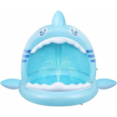 Babybecken, Kleines Haiförmiges Becken Mit Wasserdüsen Und Sonnendach, Mini-wasserspielplatz Für Drinnen Und Aufblasbarer Garten