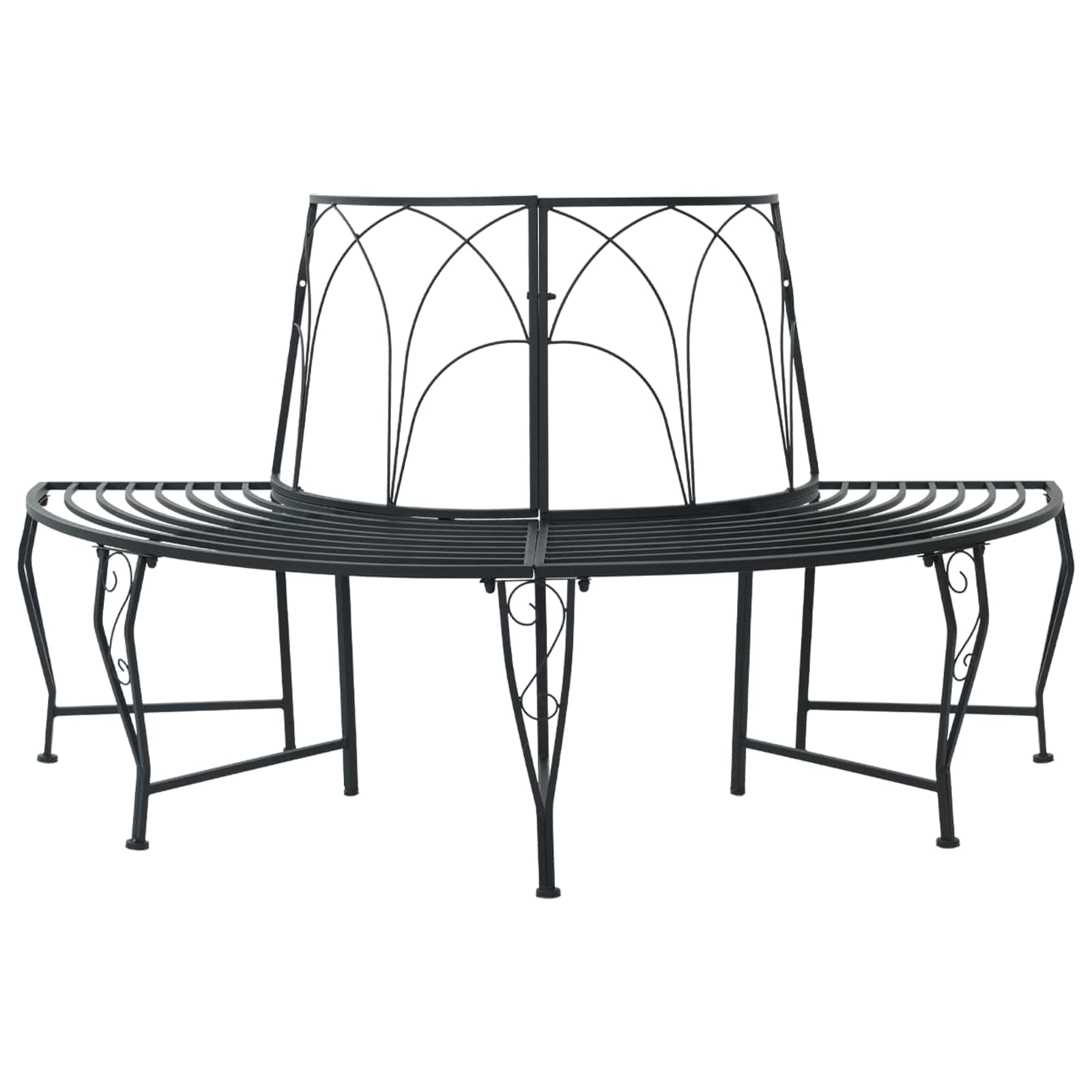 Baumbank 4 -sitzer 160 X 80 X 89 Cm Steel Schwarz Vidaxl
