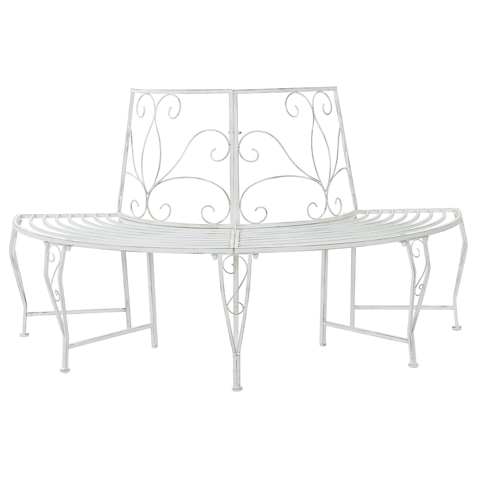 Baumbank 4 -sitzer 160 X 80 X 89 Cm Steel Antik Weiß Vidaxl