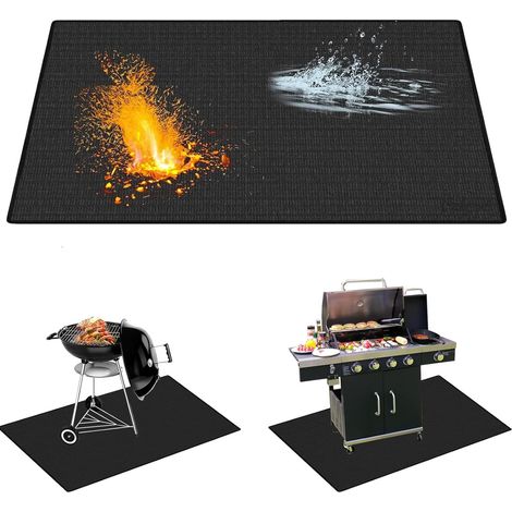 Rechteckige, Feuerhemmende Grillmatte Für Den Außenbereich, 91 X 122 Cm (36 X 48 Zoll), Feuerfest, Hitzebeständig, Für Feuerstelle, Rasen, Terrasse, Camping, Schwarz