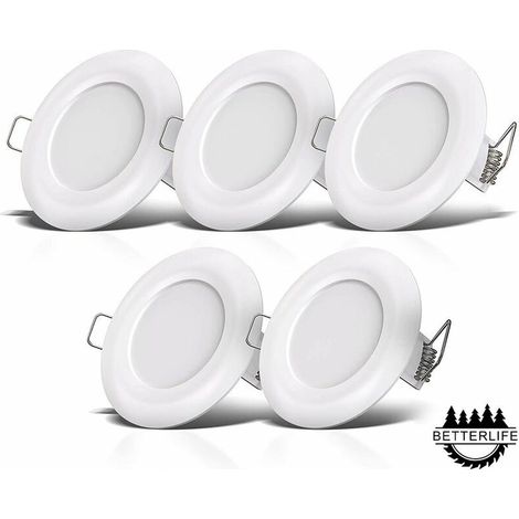 Led-einbaustrahler Für Badezimmer, Ultradünn (25 Mm), Ø 90 Mm, Weiß, Deckeneinbauleuchte, 5–7 W Led-panel, 460 Lm, Neutralweiß (4000 K)