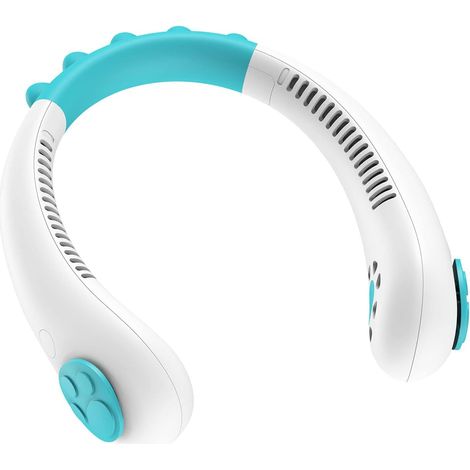 Nackenventilator Für Kinder, Kleiner, Leichter Ventilator, Mit Ladefunktion, Zum Umhängen, Freihändiger Dinosaurier-ventilator Für Draußen, Ideal Für Den Sommer, Leiser Betrieb – Weiß