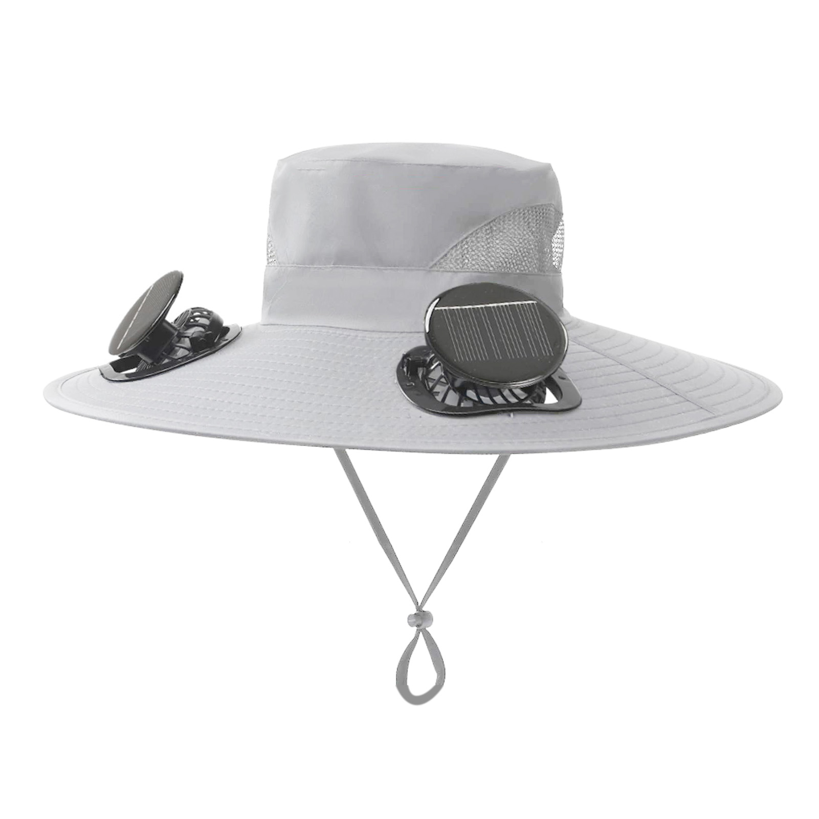 Toivize Sonnenhut Aus Hellgrauem Nylon, 12 Cm, Mit Doppelventilator, Usb-aufladbar