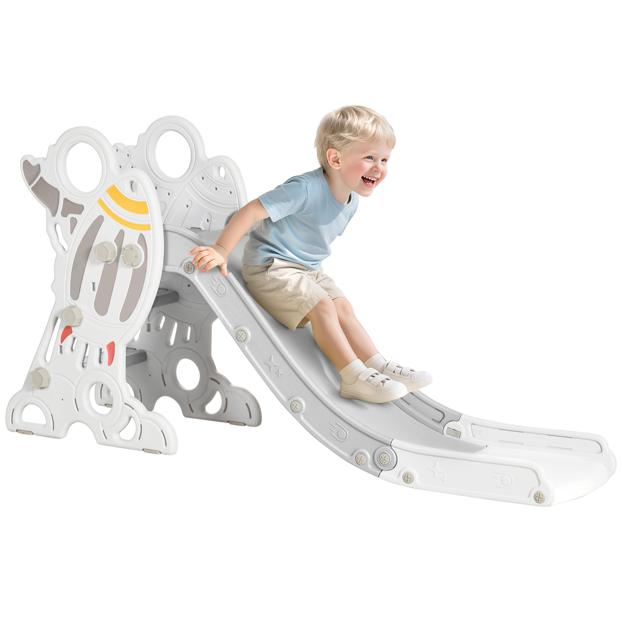 Kinderrutsche, Indoor-rutsche Für Kinder Von 18 Bis 36 Monaten, Bis 30 Kg, 157 X 46,5 X 80 Cm (l X B X H), Grau