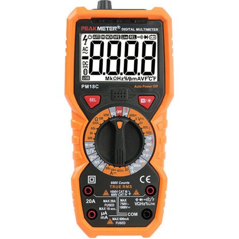 Alliandis Pm18c Digitalmultimeter Ac/dc Automatischer Digitaler Elektrischer Tester Berührungsloser Voltmeter Amperemeter Ohmmeter Spannungsdetektor Mit Haltefunktion Und Hintergrundbeleuchtung