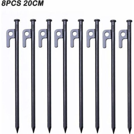 Alliandis Hochleistungs-zeltnägel, Geschmiedete Stahl-zeltnägel, 20 Cm Campingheringe Mit Haken, Befestigungsnägel Für Harten Boden Für Zelt, Plane, Strand, Garten (8 Stück)