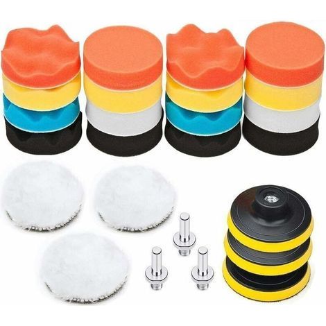 Alliandis 25-teiliges Autopolier-set, 75-mm-polierschwammscheibe, Bohrer-polieraufsatz, Schleifbürste, Polierpad Mit M10-adapter