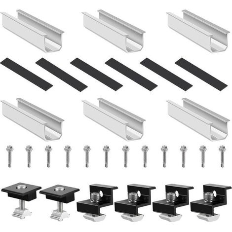 Alliandis Solarmodul-montageset, Verstellbare 30–35-mm-solarmodulhalterung, Photovoltaik-solarsystem Für 2 Module, Mit Muttern Und Schrauben, Balkon-powerstation-halterung