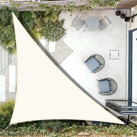 Garden Future Wasserdichtes, Dreieckiges Sonnensegel 3x3x4,25m Mit Uv-schutz Für Garten Und Terrasse – Creme