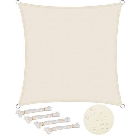Garden Future Quadratisches Sonnensegel 2x2 M, Wasserdicht (93% Uv-beständig), Winddicht, Aus Polyester Mit Uv-schutz, Für Garten, Terrasse Und Camping, Creme