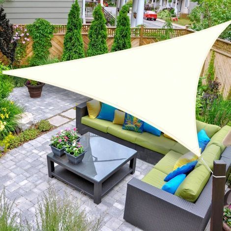 Garden Future Wasserdichtes Dreieckiges Sonnensegel 3x3x3m Mit Uv-schutz Für Garten Und Terrasse – Creme