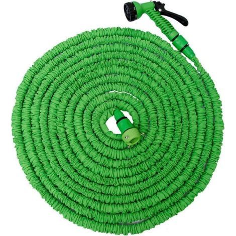 Alliandis Elastischer Gartenschlauch - Eyepower - 30 M - 7 Düsen - Grün