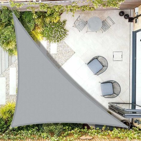 Garden Future Wasserdichtes, Dreieckiges Sonnensegel 3x3x4,25m Mit Uv-schutz Für Terrasse, Garten Und Außenbereich - Hellgrau