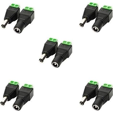 Alliandis 5,5 Mm X 2,1 Mm Dc-buchse Auf Dc-stecker Adapter 12 V Dc-klinkenstecker Dc-hohlstecker Für Cctv-kameras, Led-streifen Oder Andere Dc 5 V-24 V Geräte (5 Buchsen + 5 Stecker)