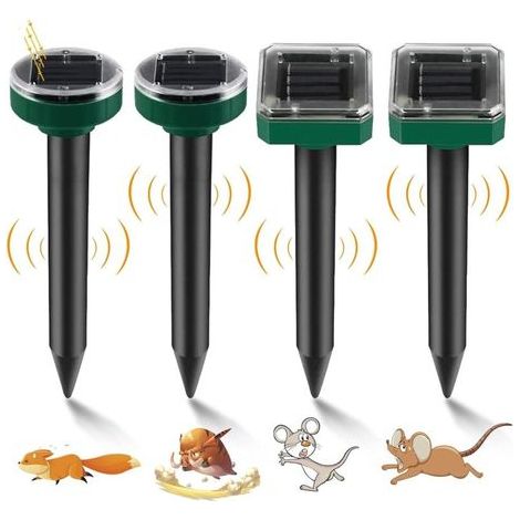 Alliandis Solar-maulwurfvertreiber 4er-set Ultraschall-maulwurfvertreiber Schlangenjäger Maulwürfe Eliminiert Ultraschall-stecker Mäuse Anti-maulwürfe Wühlmäuse Schädlinge Wasserdicht Für Garten Rasen
