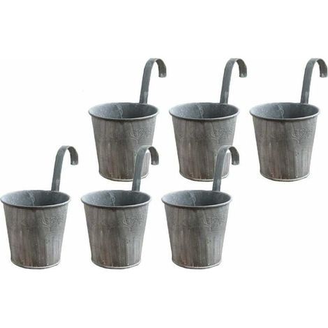 Alliandis 6er-set Vintage-hängeblumentöpfe Aus Eisen Mit Haken Für Drinnen Und Draußen, Ideal Für Balkon Und Garten