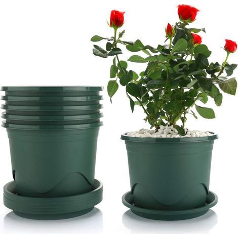 Alliandis 19 Cm Kunststoff-blumentopf Mit Untersetzer – 6er-set, Dekorativer Topf Für Bonsai, Sukkulenten, Aloe Vera – Fei Yu