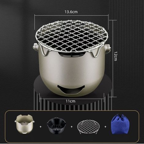 Alliandis Mini-grill Mit Tragegriff, Edelstahl-holzkohlegrill, Ideal Für Camping Und Picknicks, Für 1–2 Personen, Kompakt Und Leicht Zu Transportieren – Olivgrün