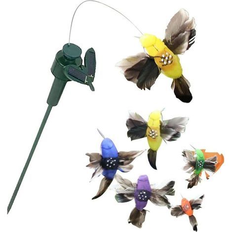 Garden Future Solar-kolibri, 2 Stück Realistische, Schwebende Kolibris, Betrieben Mit Solarenergie Und Batterien, Abs-solar-kolibri Für Garten, Hof, Pflanzen- Und Terrassendekoration (farbe Zufällig)