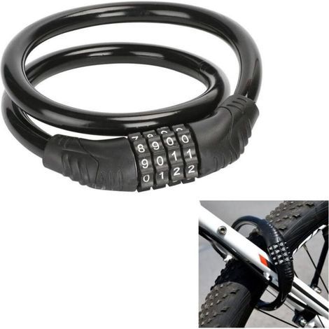 Alliandis (60 Cm) Vierstelliges Zahlenschloss Für Fahrräder, Tragbare Diebstahlsicherung Für Mountainbikes, Fahrräder, Elektroroller, Fahrräder Und Anhänger