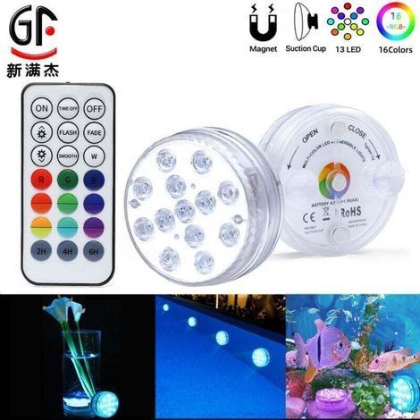 Alliandis Große Saugnapf-poolleuchte, Wasserdichte Aquarienleuchte, Unterwasserleuchte, 8,5 Cm Saugnapflampe + 21-tasten-funkfernbedienung – Sunny