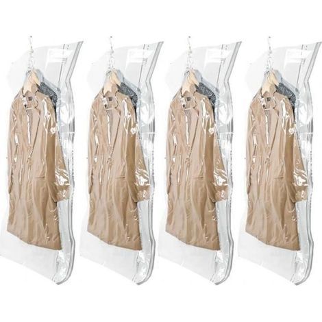 Alliandis Set Mit 4 Hängenden Vakuum-aufbewahrungsbeuteln Für Kleidung, 135 X 70 Cm, Vakuumverschluss Für Anzüge, Mäntel, Jacken