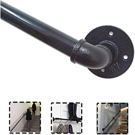 Alliandis Industrielles Treppengeländer Aus Eisenrohr, Stützgeländer, Kleiderständer, Schmiedeeiserner Handlauf Für Kinder Und Senioren In Fluren, Rampen Oder Treppen, 30 Cm
