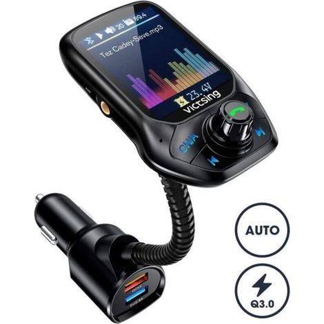 Alliandis Fm-transmitter Bluetooth-kfz-adapter, Fm-frequenz-automatikmodulation, 3 Usb-anschlüsse, Qc3.0-schnellladefunktion, 1,8-zoll-display