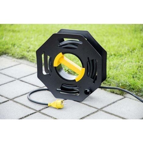 Alliandis Caravan-kabeltrommel, Manuell, Leer, Für Camping Und Haushalt, Bis Zu 25 M Kabel, Kunststoff, Schwarz Und Gelb