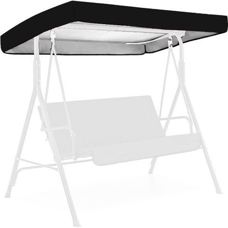 Alliandis Schwarzes Ersatzdach Für Schaukelstühle, 3-sitzer-ersatzbezug, Gartenschaukeldach, Wasserdichte Markisenabdeckung Für Terrassen Und Balkone