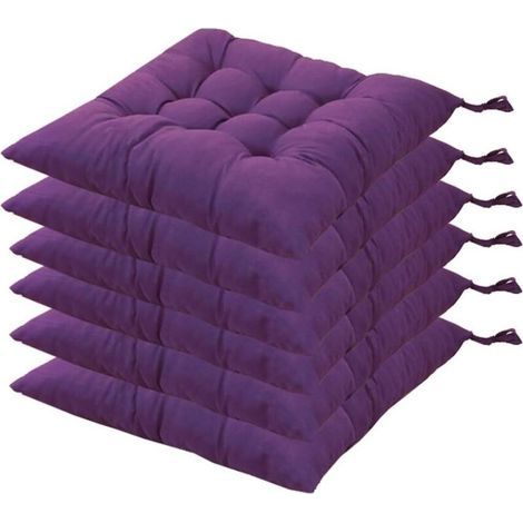 Garden Futurebeijiyi – Set Mit 6 Quadratischen Stuhlkissen (40 X 40 Cm) – Füllung: 100 % Polyester – Maschinenwaschbar Bei 30 °c – Befestigungsbänder – Lila